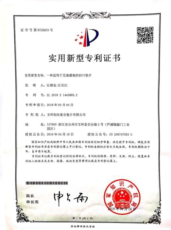چین Yuhuan Chuangye Composite Gasket Co.,Ltd گواهینامه ها